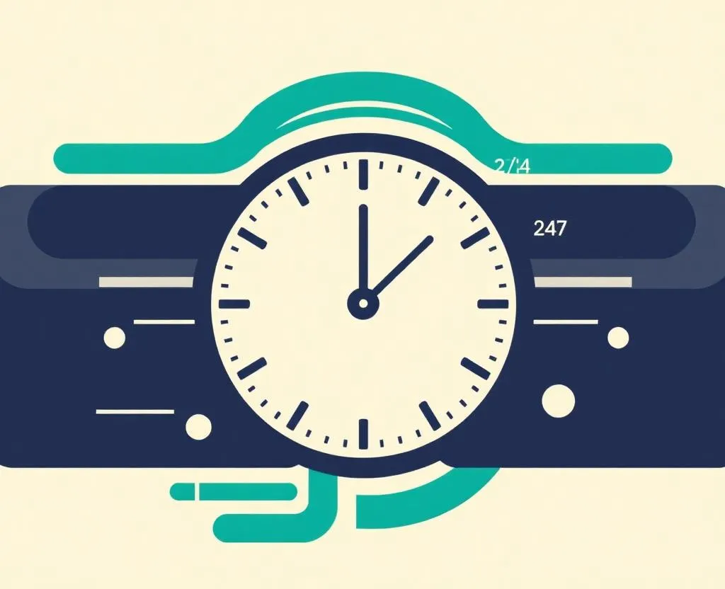 Abstract clock representing 24/7 operations